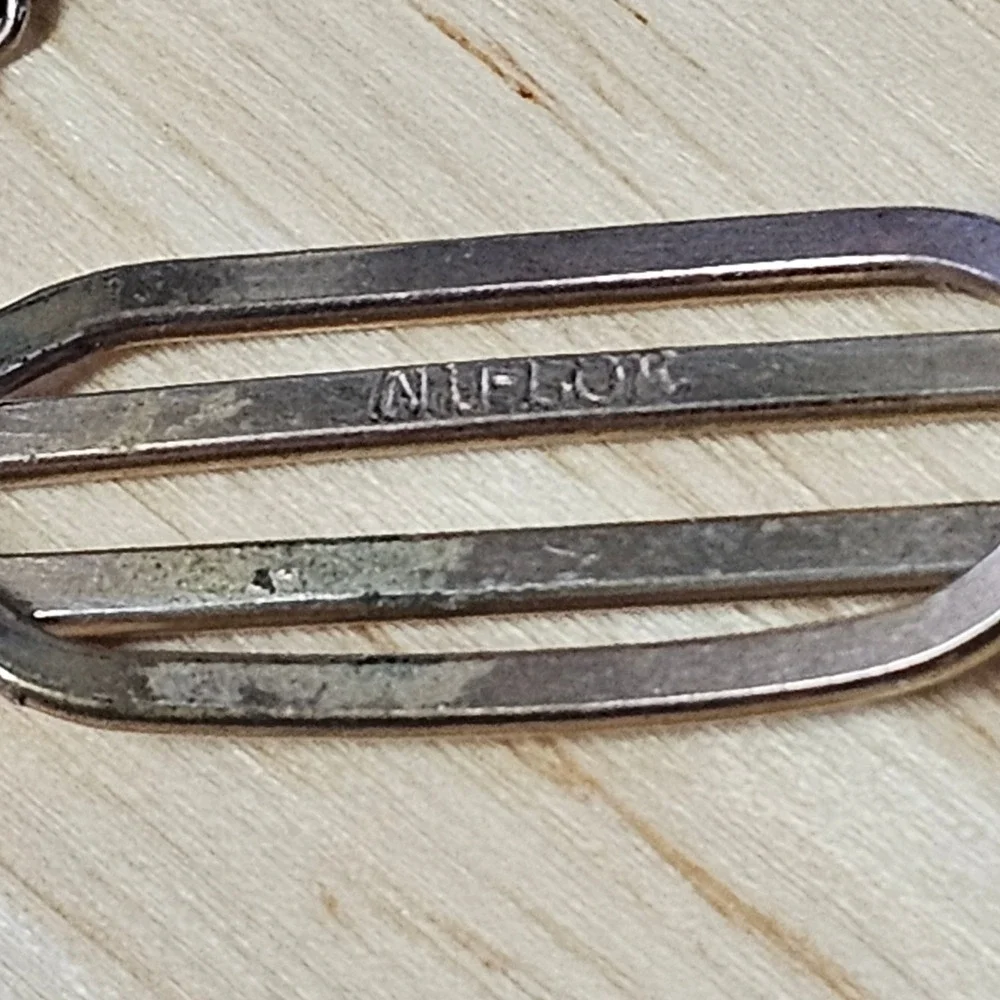 Vintage RHJ Monogram Tie Clip Chain Silver Tone Men Accessory